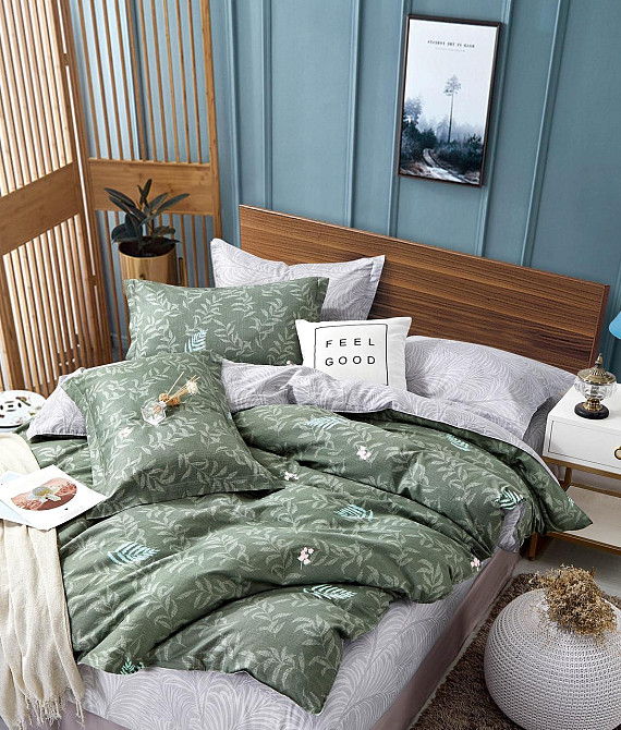 Ecotton Комплект постільної білизни Ecotton полуторний 150х215 см Гілка зелений (20002АВ) Київ - фото 1