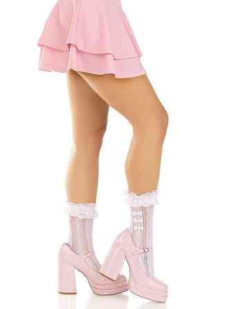 Шкарпетки ажурні Leg Avenue Mini Bow Lace Anklet, білі, з рюшами, декор — бантики Sex Aura Київ