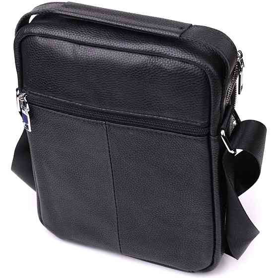 Мужская вертикальная сумка из натуральной кожи Vintage sale_15112 Черный Киев