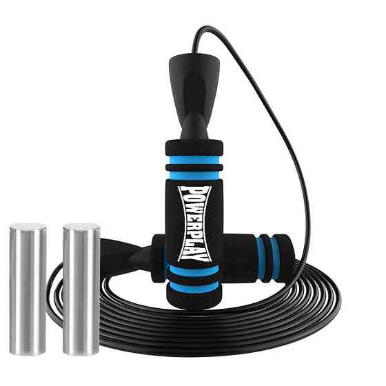 Скакалка швидкісна PowerPlay 4212 X ROPE з обтяжувачами Чорно/Синя (120г*2) 3м. Каменское