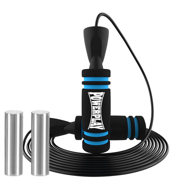 Скакалка швидкісна PowerPlay 4212 X ROPE з обтяжувачами Чорно/Синя (120г*2) 3м. Каменское - изображение 1