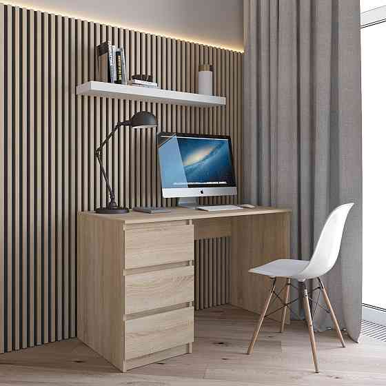 Комп’ютерний стіл VAYS R-13 Дуб Сонома, письмовий з тумбою зліва, 3 шухляди, без ручок, ЛДСП, 120×60×75 см - для дому та офісу Львів