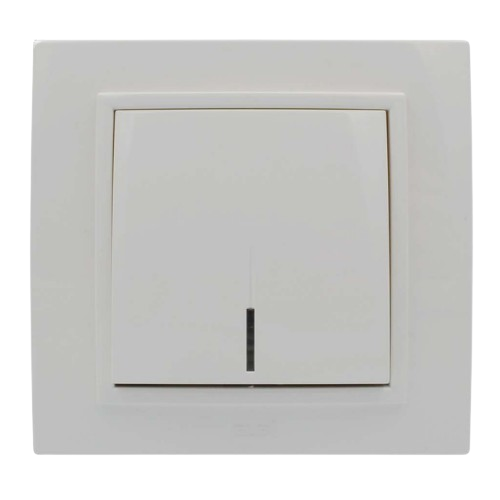 ZENA білий Вимикач внутрішній 1кл з підсвічуванням модуль + кришка Ел-Би Житомир - фото 1