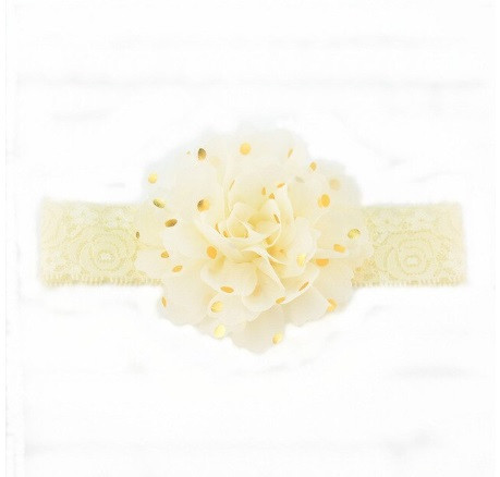Детская бежевая повязка на голову - окружность головы приблизительно 40-52см, диаметр цветка 10см Киев - изображение 1