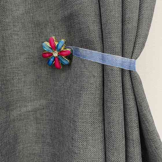 Магніти для штор та гардин "Квітка" набір 2 шт Блакитний з малиновим (81-256) Київ