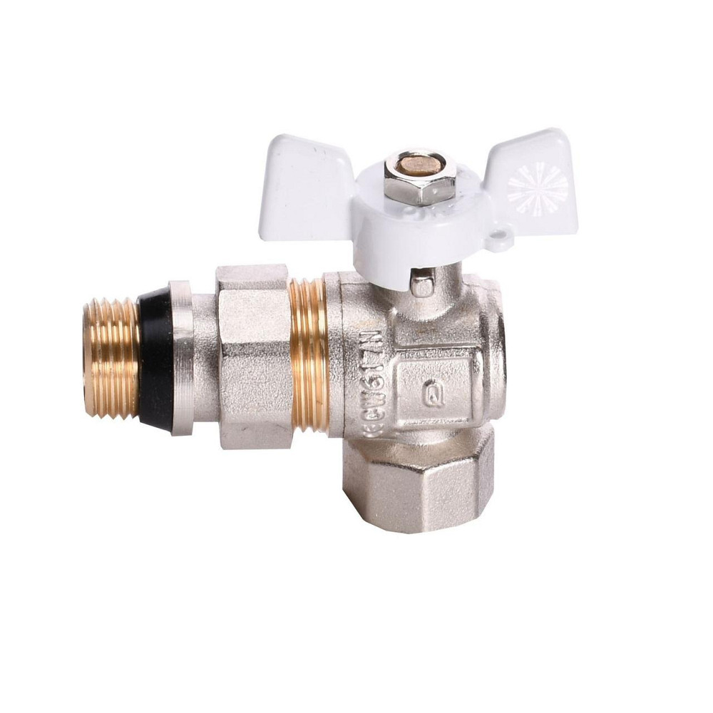 Кран шаровый угловой с американкой Q PROFESSIONAL QP004 PN40 1/2″ антипротечка, Белая бабочка Киев - изображение 3