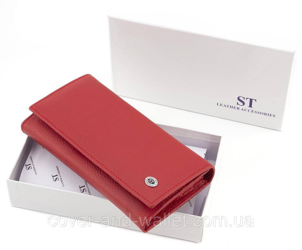 Фиолетовый женский кожаный кошелёк среднего размера с монетницей ST Leather Киев - изображение 6