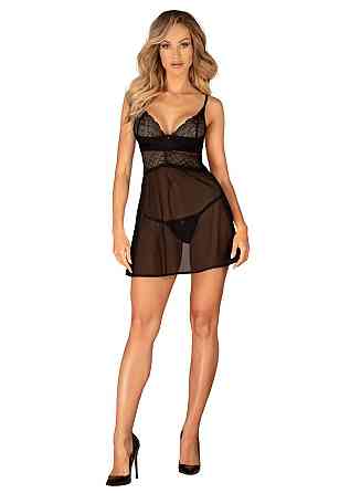 Еротичний комплект Obsessive Chemeris babydoll & thong M/L, пеньюар та стрінги Sex Aura Київ