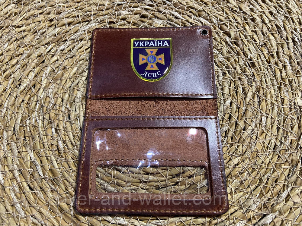 Кожаная обложка на пластиковое удостоверение ДСНС с шевроном Киев - изображение 3