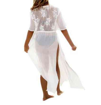 Пляжный халат с кружевом на спине L белый Киев