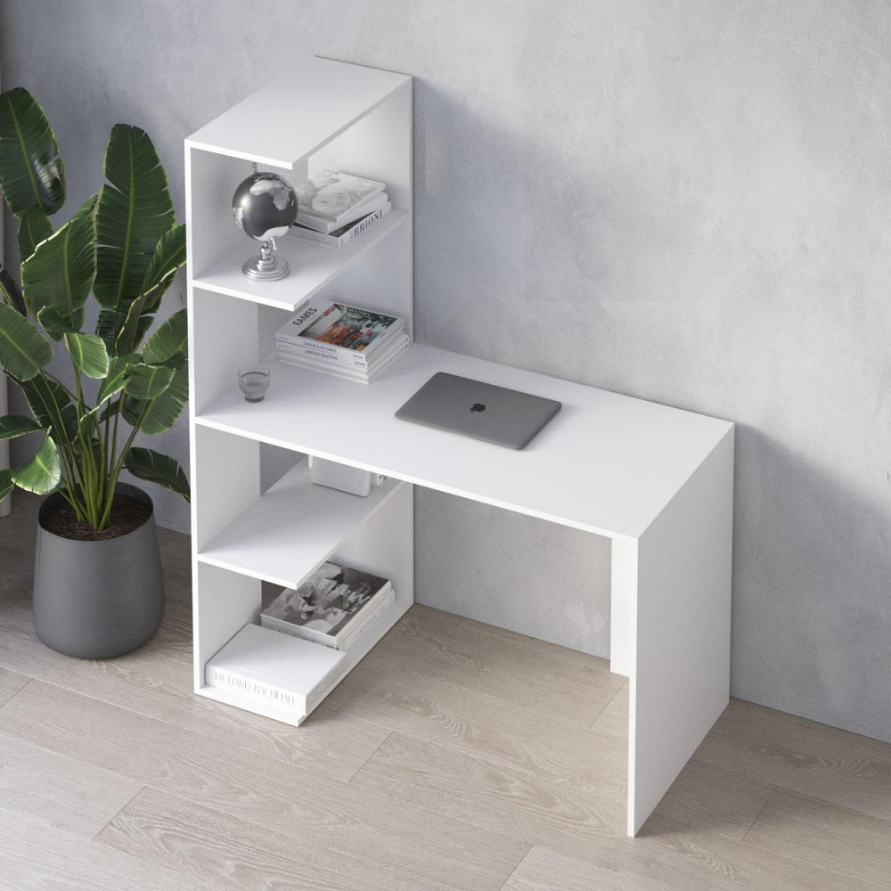 Комп’ютерний стіл VAYS M-16, письмовий з боковим стелажем зліва, ЛДСП, 120×60×148 см - для дому, навчання, офісу Львів - фото 1