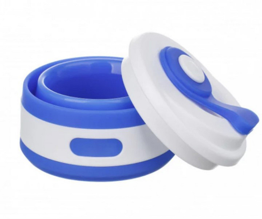 Стакан складной силиконовый 350 мл с крышкой синий Киев - изображение 4