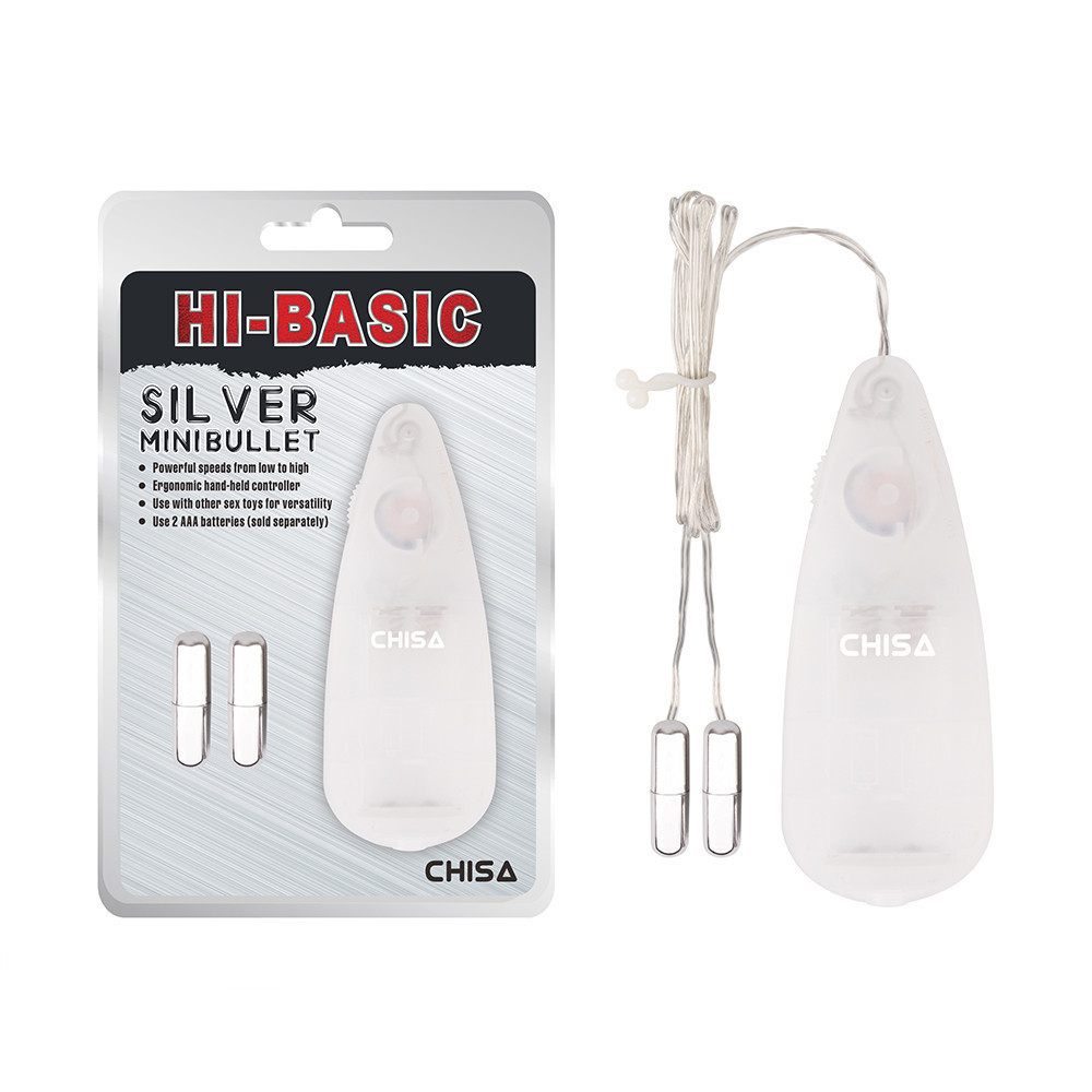 Мини-вибропули CHISA Hi-Basic Mini Twins Bullets на проводном пультом, серебристые Sex Aura Киев - изображение 1