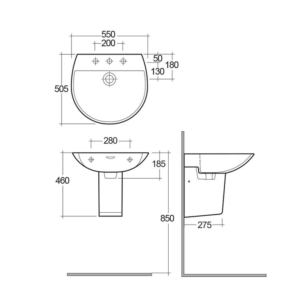 Раковина з напівніжкою RAK Ceramics Reserva 55x18.5x50.5 см (RAK0027) Білий Вінниця - фото 3