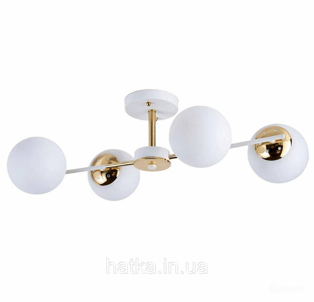 Люстра потолочная на 4 плафона VALESO XL25080-4 для спальни и гостиной Белый+Золото XL25080-4 Киев - изображение 1