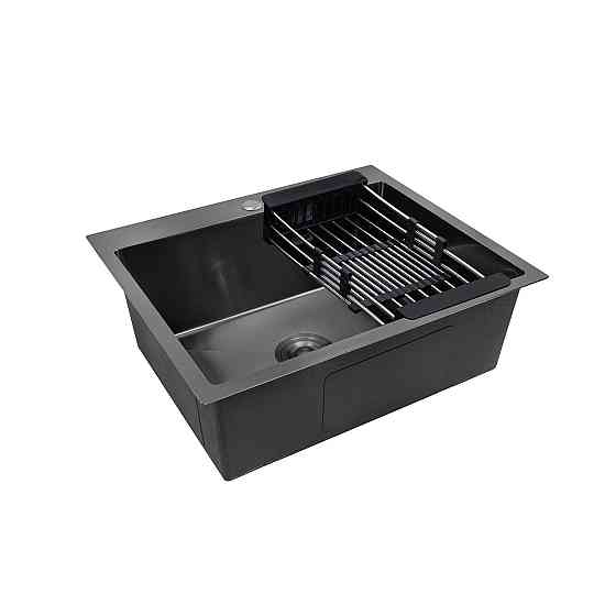 Кухонная мойка Kroner KRP Schwarze - 6050HM с PVD покрытием (3/1 мм) черная Киев
