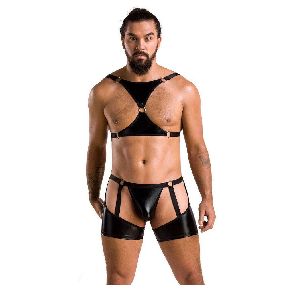 Комплект эротического мужского белья Passion 047 SET JOHN S/M Black, трусы, портупея Sex Aura Киев - изображение 3
