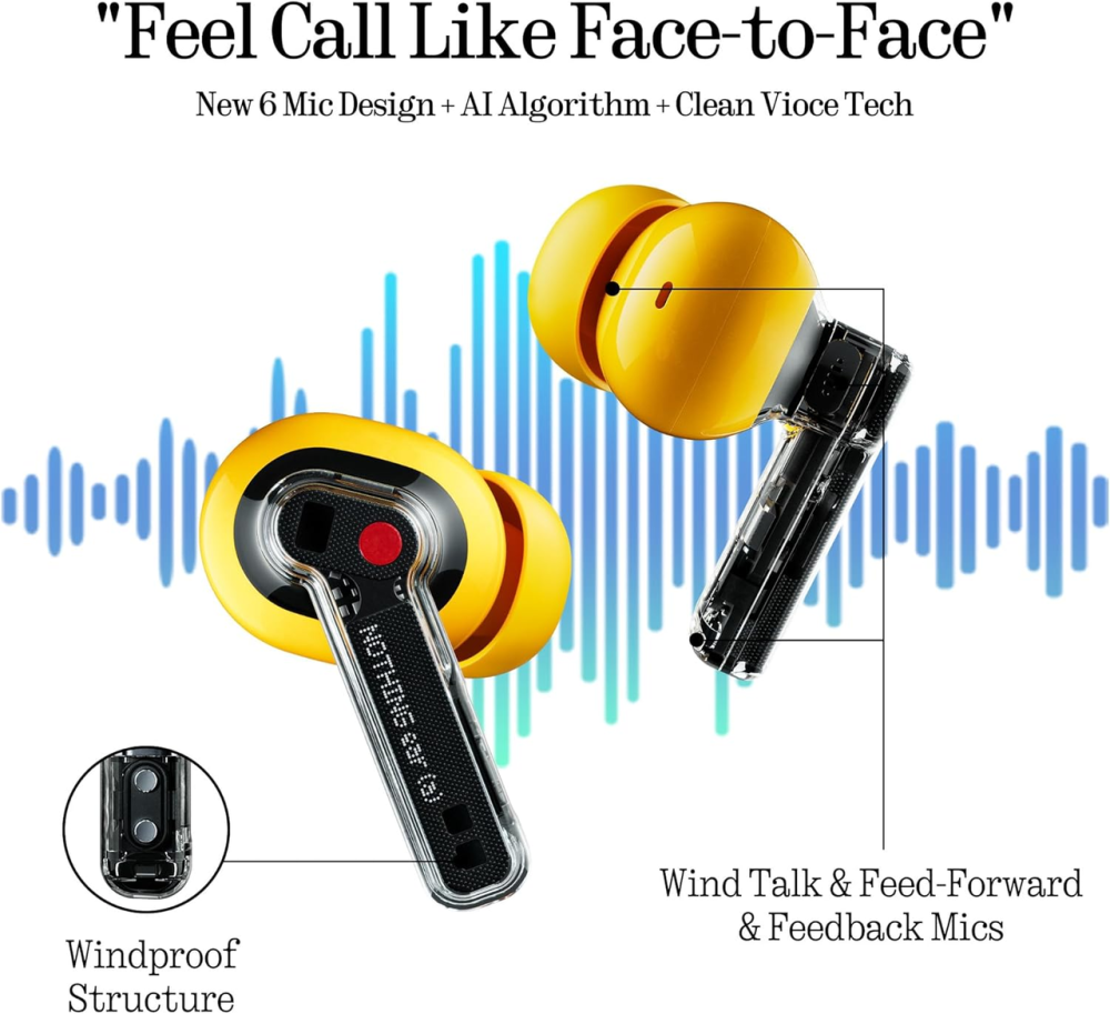 Бездротові навушники Nothing Ear (a) Yellow Hi-Res активне шумозаглушення 45 дБ Bluetooth 5.3 жовті Київ - фото 8
