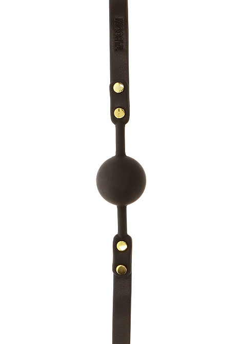 Кляп-кулька з золотою фурнітурою Taboom Ball Gag, чорний Sex Aura Київ - фото 5