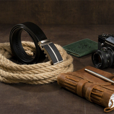 Ремінь Vintage Чоловічий з чорними вставками на пряжці Чорний (20304) Вінниця - фото 7