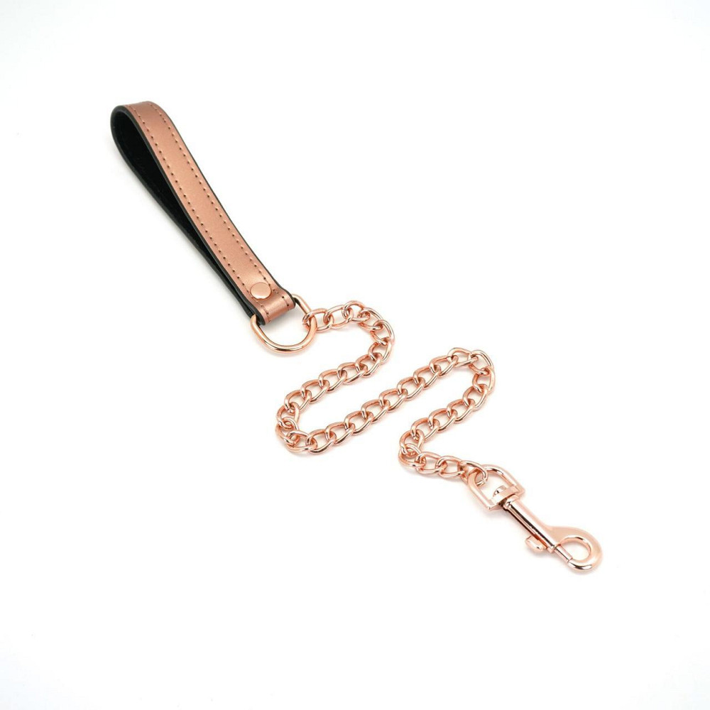 Широкий нашийник з повідцем Liebe Seele Rose Gold Memory Collar with Leash, натуральна шкіра Sex Aura Київ - фото 4