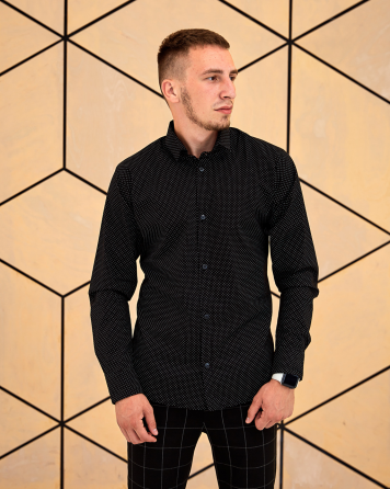 Сорочка чоловіча класична Чорний горох M Харків