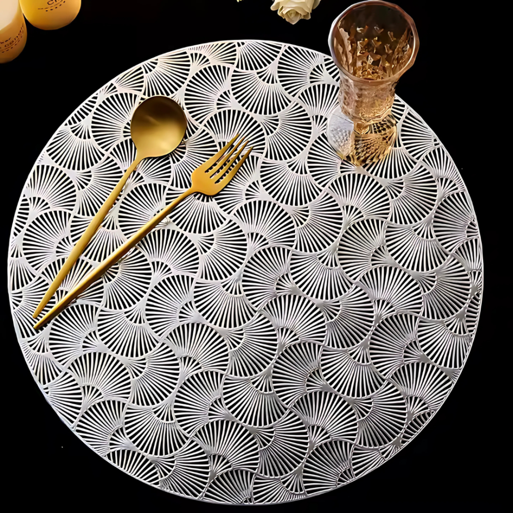 Сервировочная салфетка под горячее круглая 38х38 см, коврик сервировочный серебристый набор 2 шт Каменец-Подольский - изображение 2