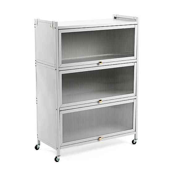 Шафа мобільна для зберігання розкладна триярусна з сталі 70х36х112,8см Світло-сірий SW-00002116 Київ