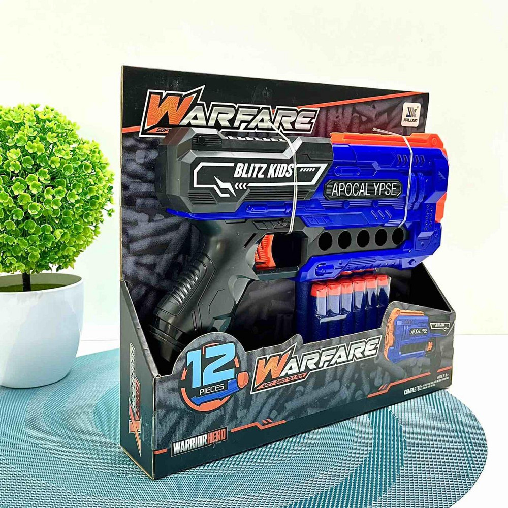 Пістолет іграшковий бластер 12 м'яких набоїв у коробці Вид 1 Синій (JLX7267) Чернигов - изображение 6