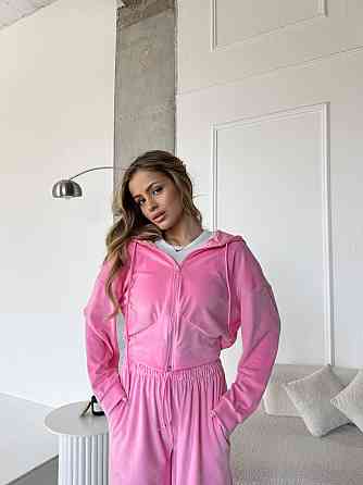 Женский повседневный костюм двойка: кофта и штаны велюр Розовый, 42/44 Одесса