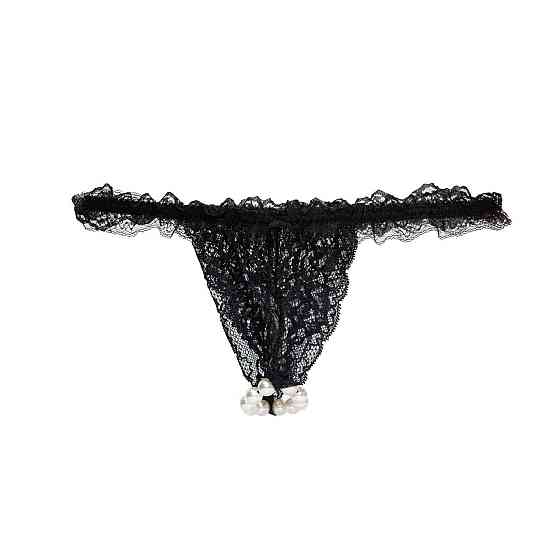 Набор Intt BRAZILIAN PANTY BLACK: трусики на резинке S-XL с жемчужным кольцом + клубничная смазка Sex Aura Киев