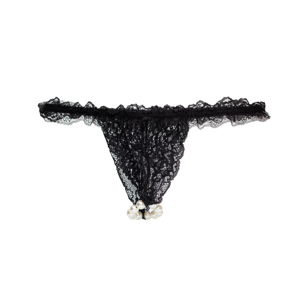 Набор Intt BRAZILIAN PANTY BLACK: трусики на резинке S-XL с жемчужным кольцом + клубничная смазка Sex Aura Киев - изображение 2