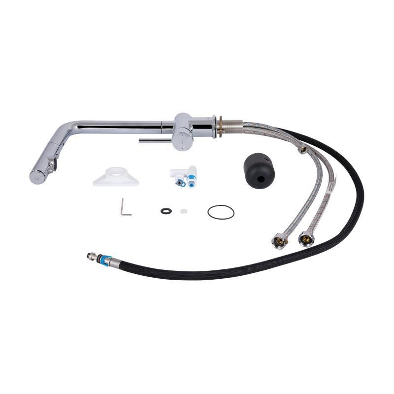 Смеситель для кухни Qtap Rozcesti с выдвижным изливом и подключением к фильтру QTROZ367CRM45941 Chrome Киев - изображение 8