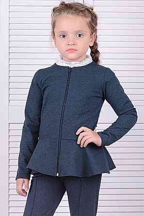 Пиджак жакет для дівчинки з баскою, синій топ 134 Крохатушка одяг Київ