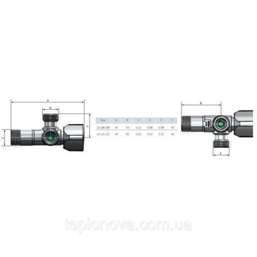 Кран кульовий кутовий подвійний ARCO 1/2"х 1/2"х1/2" A80TWIN CQ4105 Чернівці - фото 4