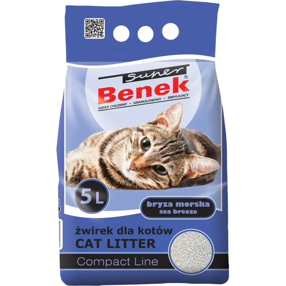 Наполнитель бентонитовый Супер Бенек Super Benek Compact для кошачьих туалетов морской бриз (мелкий), 5 л Винница - изображение 1