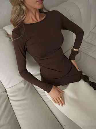 Женский стильный асимметричный лонгслив со шлейфом микродайвинг Шоколад Одесса