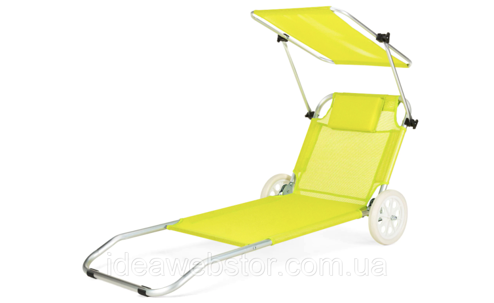Шезлонг лежак Outtec Sun с козырьком желтый Киев - изображение 3