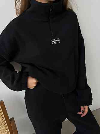 Женский повседневный костюм из плотного флиса полар. Черный, 46/48 Одесса