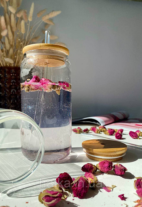 Склянка коктейльна "Слоік" 530 мл із кришкою і трубочкою прозора для дому та ресторану 102-769 Київ - фото 6