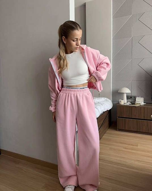 Жіночий теплий прогулянковий костюм: кофта та штани двосторонній фліс Барбі, 42/44 Одеса - фото 5