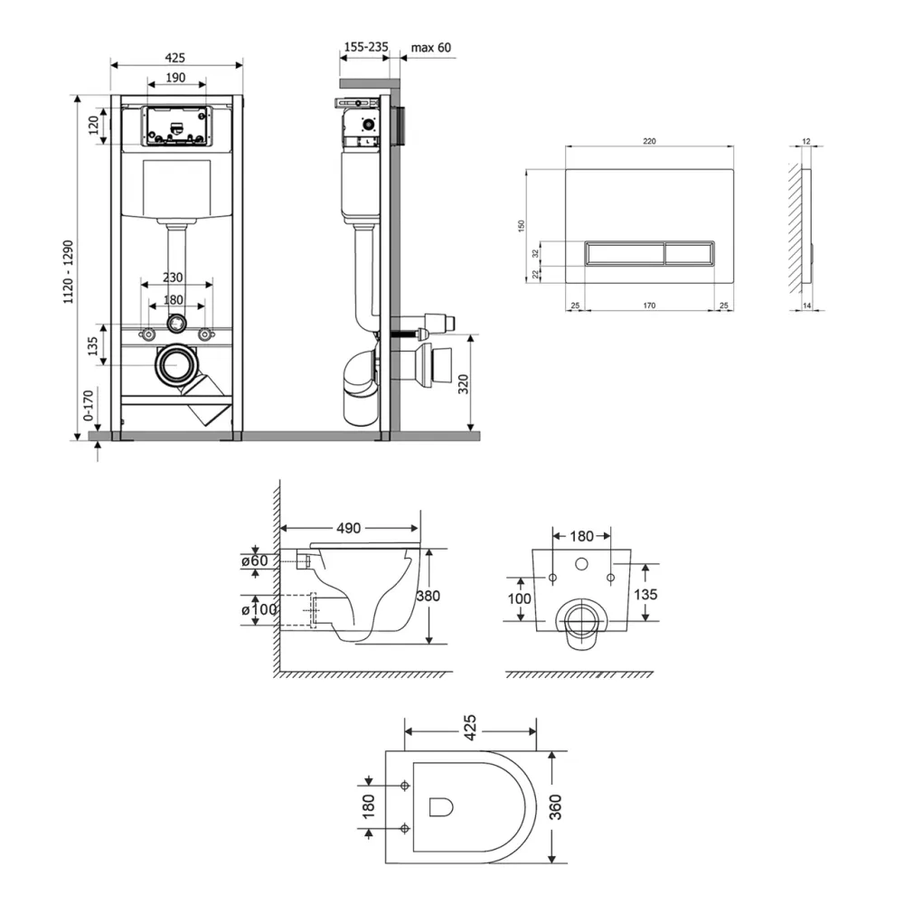 Готовое решение Qtap для ванной комнаты: подвесной унитаз Taurus Ultra Quiet 490x360x380 + комплект инсталляции Nest 4 в 1 Киев - изображение 2