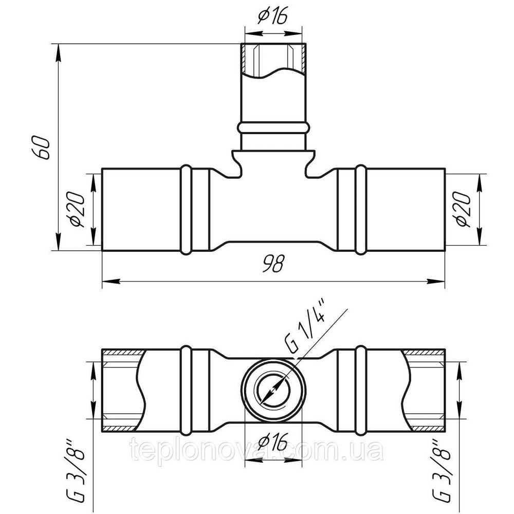 Тройник промежуточный пресс APE AP 131 20х16х20 ITALY Черновцы - изображение 2