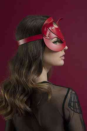 Маска кішечки Feral Feelings - Catwoman Mask, натуральна шкіра, червона Sex Aura Київ