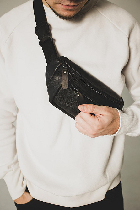 Сумка на пояс из натуральной кожи флотарий SL005 (Черная) Сумы - изображение 2
