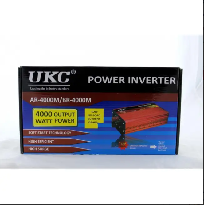 Інвертор UKC AR-4000W 12V–220V із зарядкою АКБ 10A та плавним пуском, перетворювач напруги Одеса - фото 4