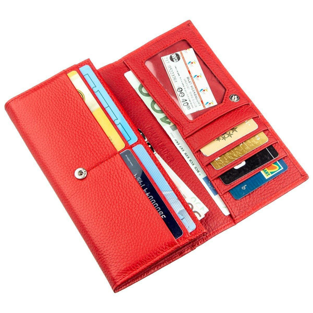 Яркий женский кошелек на кнопке ST Leather 18897 Красный Киев - изображение 6