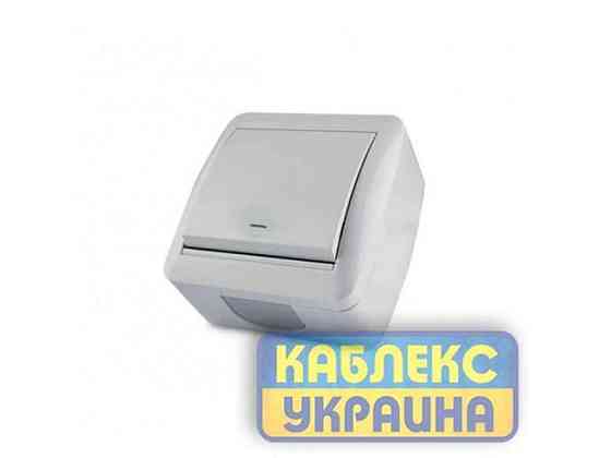 Выключатель 1кл. с подсветкой Белый Premiera внешний IP-44 ТМ GISelt Киев