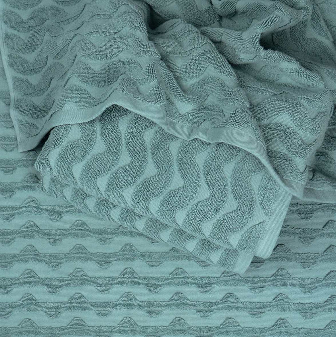 Комплект махровых полотенец Жаккардовых Волна 3шт GM Textile 50х90см, 50х90см, 70х140см 500г/м2 (Мята) Сумы - изображение 5