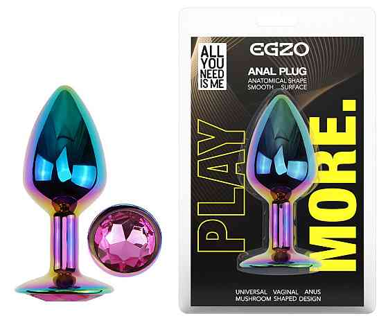 Анальна пробка з кристалом EGZO - Multicolor Round Plug Rose size S Sex Aura Київ